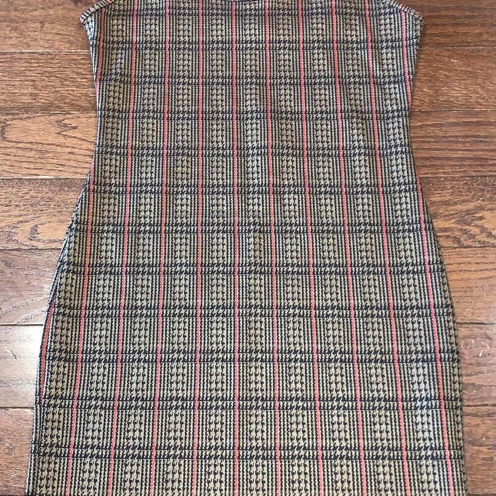 Popular 21 Black and Brown Plaid Mini Dress
